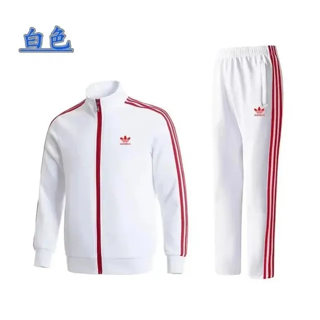 Adidas Track Suit White with Red Stripes