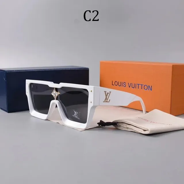 Louis Vuitton Sunglasses White Frame with Gold LV Logo
