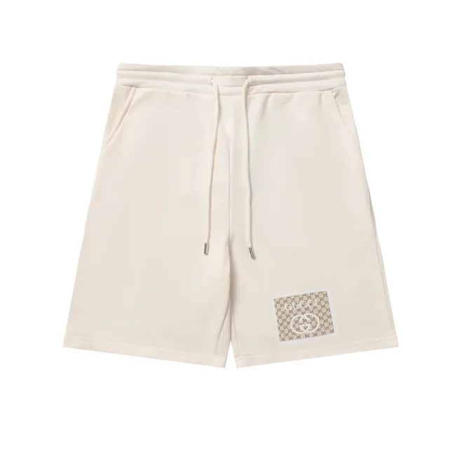 Gucci Logo Patch Shorts Beige with GG Patch