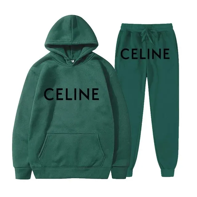 Celine Hoodie and Joggers Set Logo Print