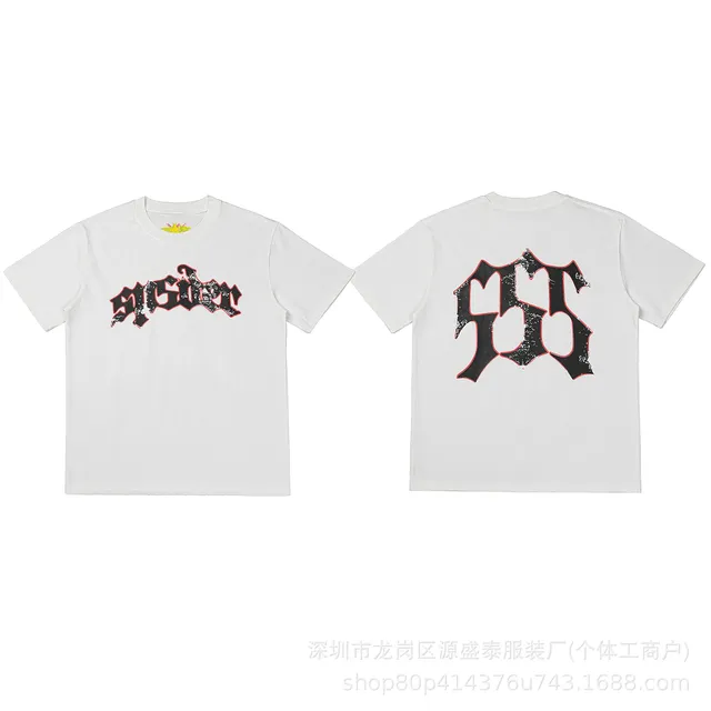 Sp5der Graphic Tee Distressed Logo Print