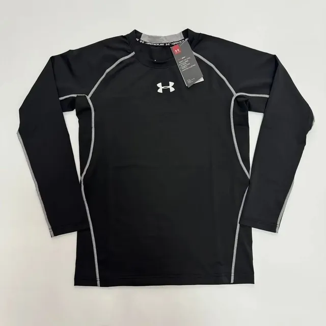 Under Armour HeatGear Compression Shirt Black with Grey Seams