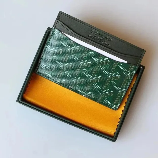 Goyard Card Holder Green Goyardine Canvas