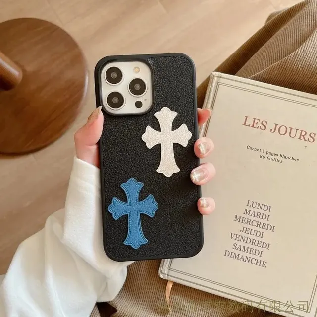Chrome Hearts Cross Phone Case Two-Tone Cross Appliqué