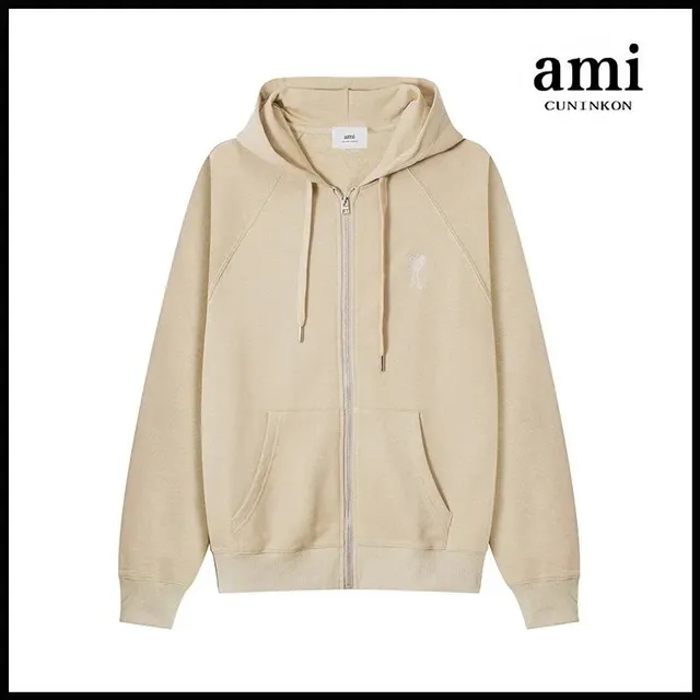 AMI Paris Zip-Up Hoodie Heart Logo