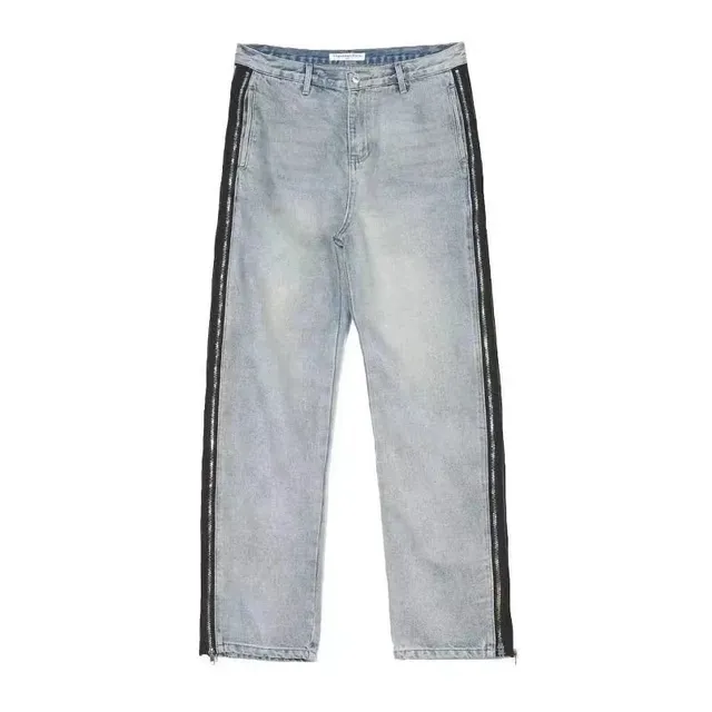 Side-Stripe Jeans Light Wash with Black Tape