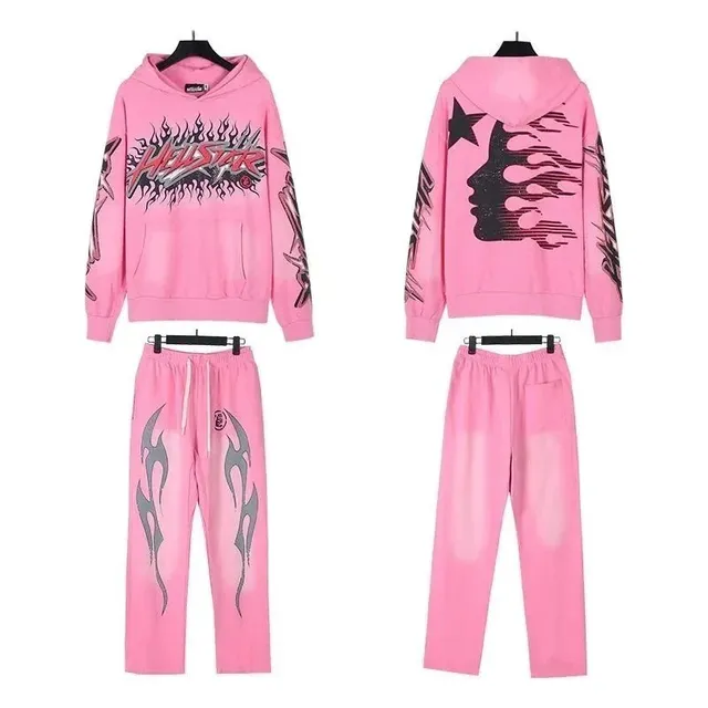 Hellstar Hoodie and Joggers Set Flame Print