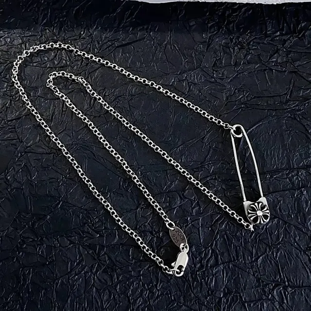 Chrome Hearts Safety Pin Necklace Cross Motif
