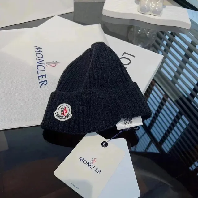 Moncler Ribbed Beanie Logo Patch