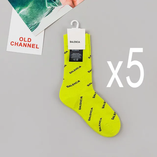 Balenciaga Logo Socks Neon Yellow