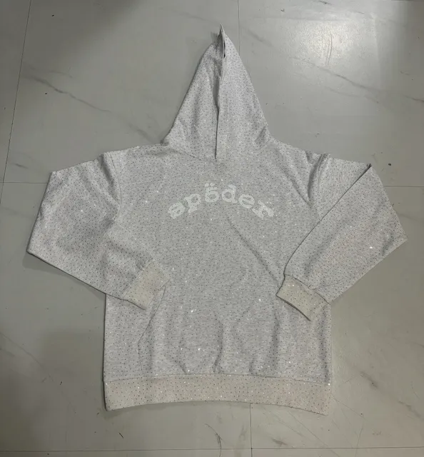 Off-White Hooded Sweatshirt Crystal-Embellished