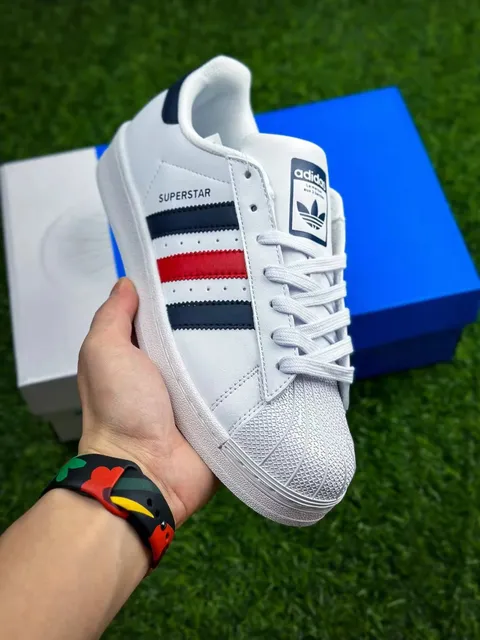 Adidas Superstar White Navy Red