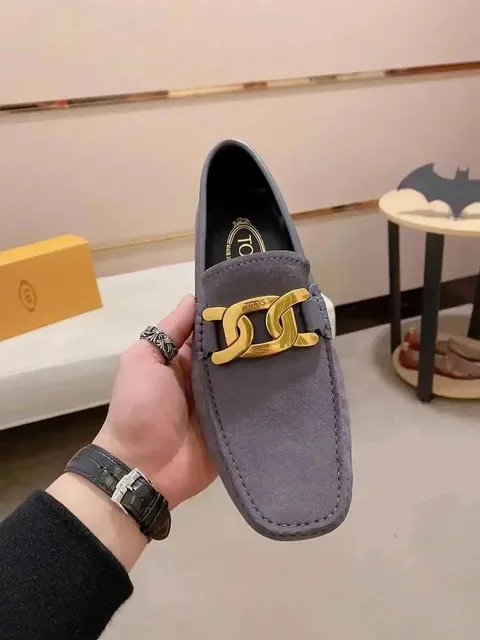 Double T Loafer Suede with Gold Buckle