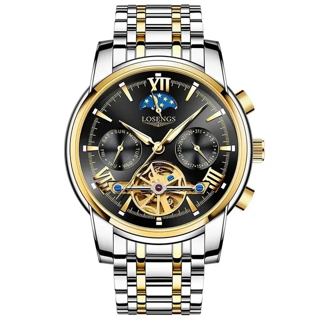 Rolex Chronograph Watch Skeleton Dial with Moon Phase