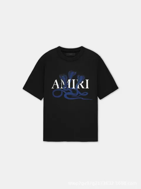 Amiri Cobra Logo Tee Blue Cobra Print