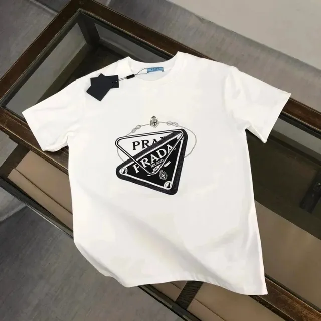 Prada Triangle Logo Tee Black Logo Print