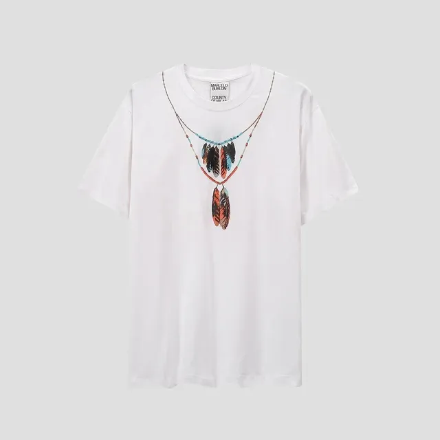Marcelo Burlon Graphic T-Shirt Feather Necklace Print
