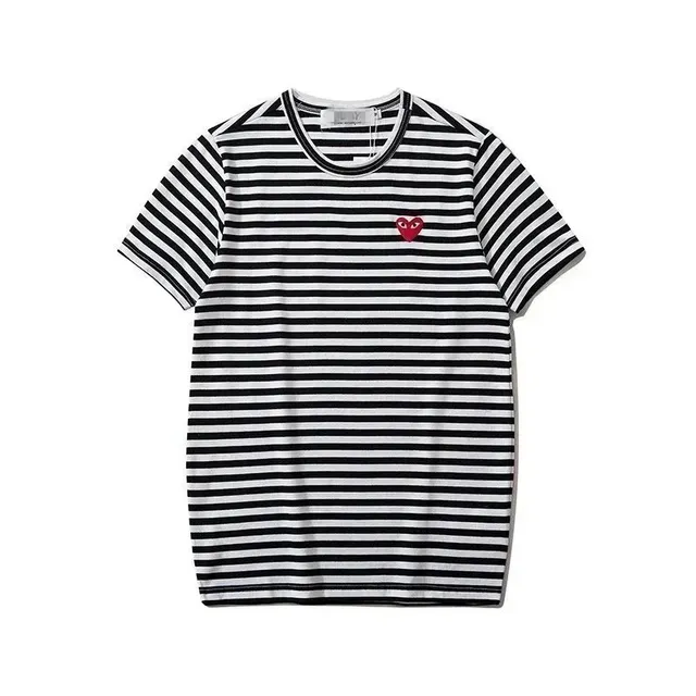 Comme des Garçons Striped T-Shirt Heart Logo