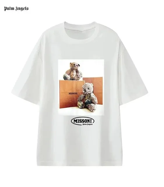 Palm Angels Graphic Tee Missoni Bear Print White