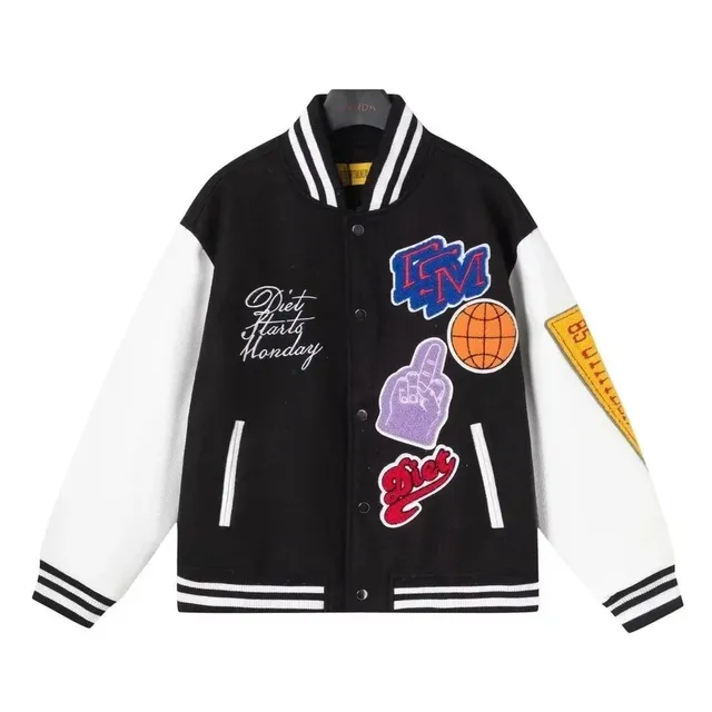 Diet Starts Monday Varsity Jacket Patchwork Logo
