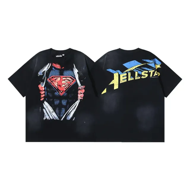 Hellstar Superman Graphic Tee Ripped Chest Print