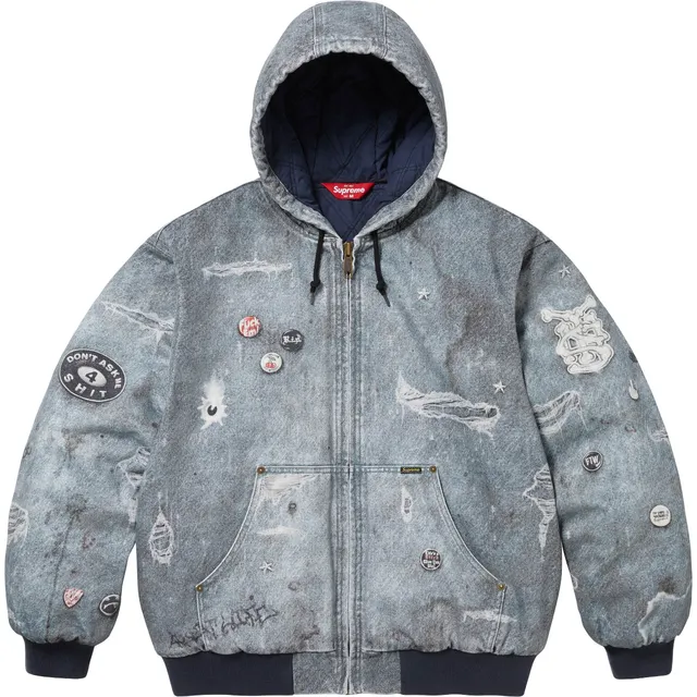 Supreme Denim Chore Jacket Distressed with Patches