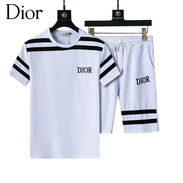 Dior T-Shirt and Shorts Set Logo Stripe