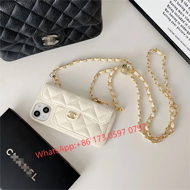 Chanel Phone Case Bag Quilted Leather with Chain Strap