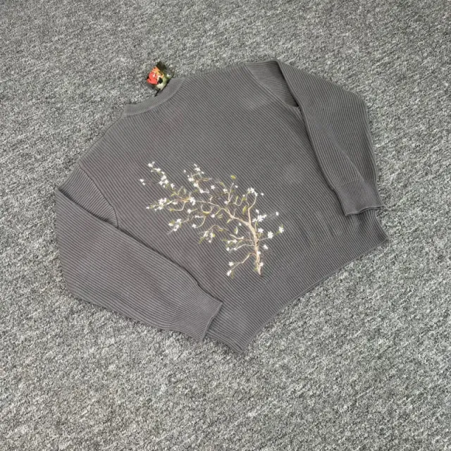 802花卉刺绣毛衣(灰)