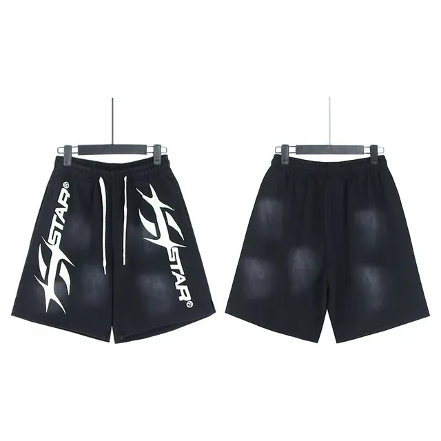 Hellstar Logo Shorts Black with White Graphic