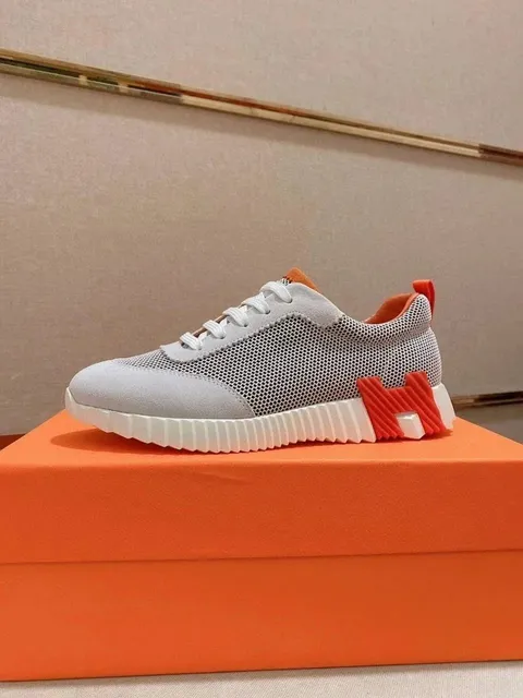 Hermès H-Boot Sneaker White Mesh with Orange H Logo