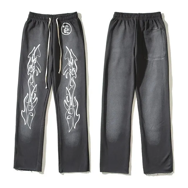 Hellstar Flame Print Sweatpants White Flame Graphic