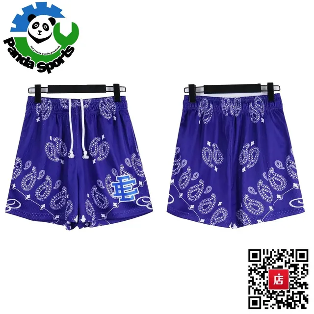 Bandana Print Shorts Purple with White Paisley