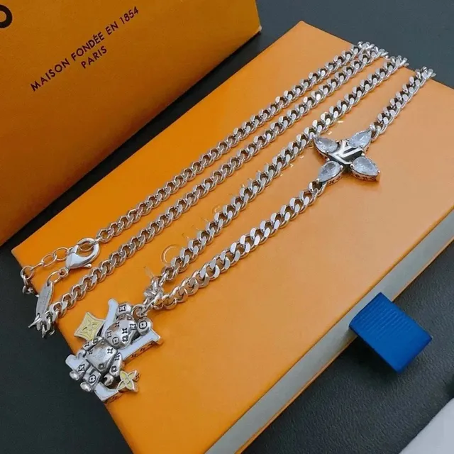 Louis Vuitton Chain Necklace LV Logo Charm