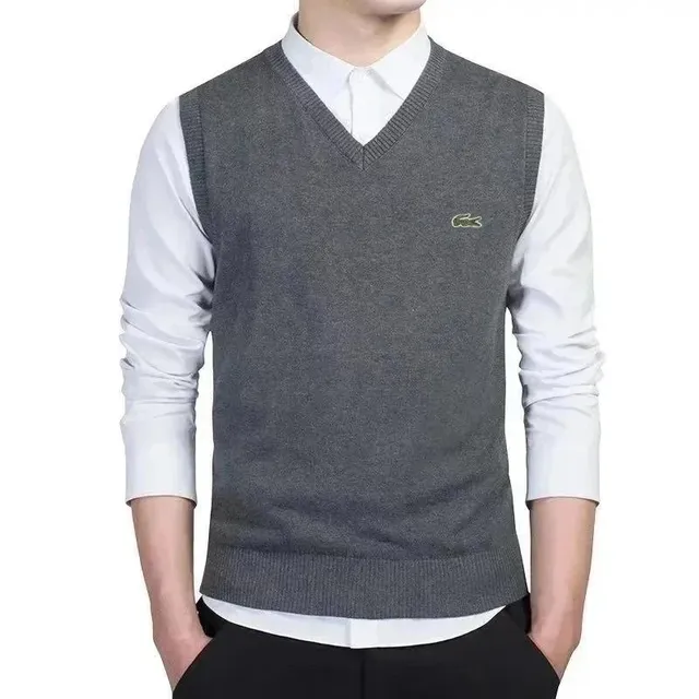 Lacoste V-Neck Sweater Vest Classic Crocodile Logo