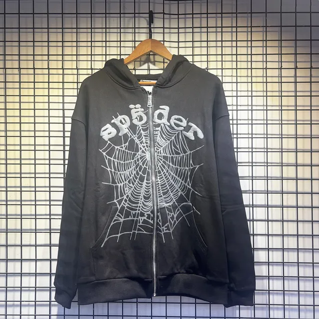 Sp5der Zip-Up Hoodie Spiderweb Graphic