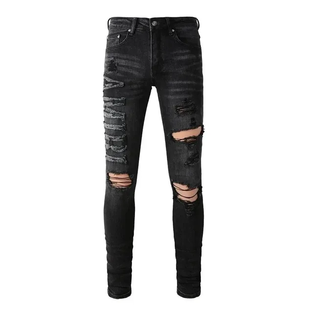 Amiri Distressed Skinny Jeans Embroidered Logo