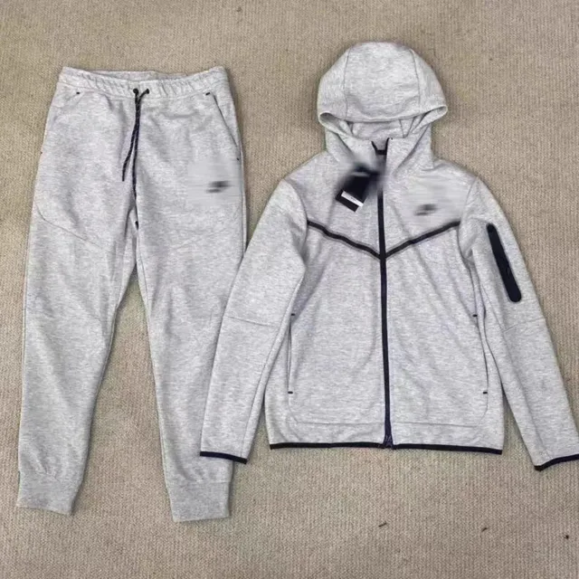 Nike Tech Fleece Hoodie and Joggers Heather Grey with Black Trim