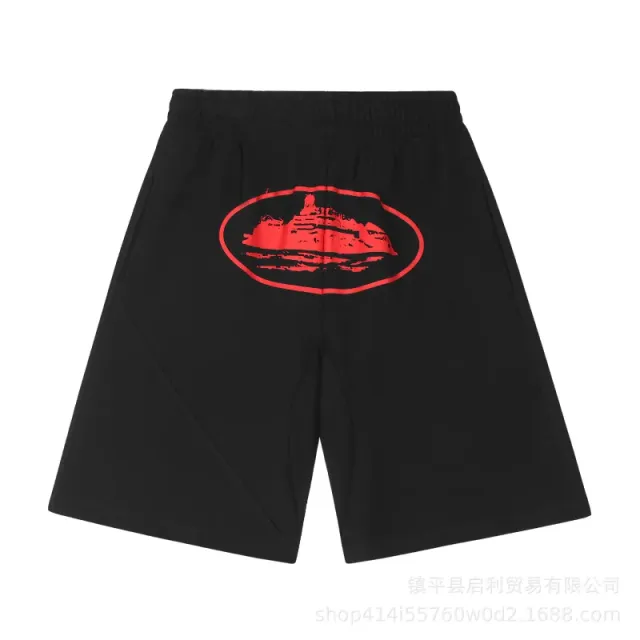 809黑红短卫裤