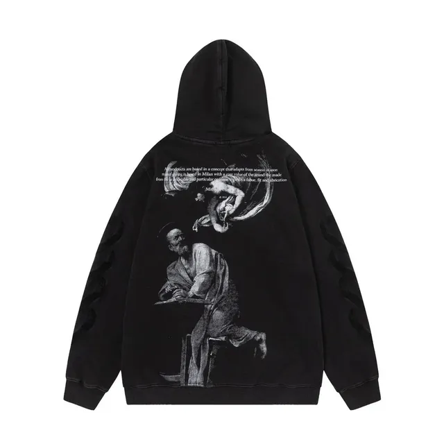 Off-White Hooded Sweatshirt Caravaggio Print