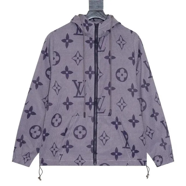 Louis Vuitton Monogram Grid Hooded Jacket Purple Monogram Print