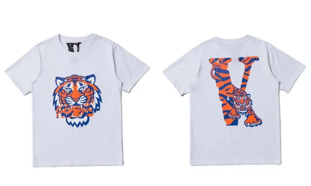 Versace Tiger Print T-Shirt Orange and Navy Tiger Logo