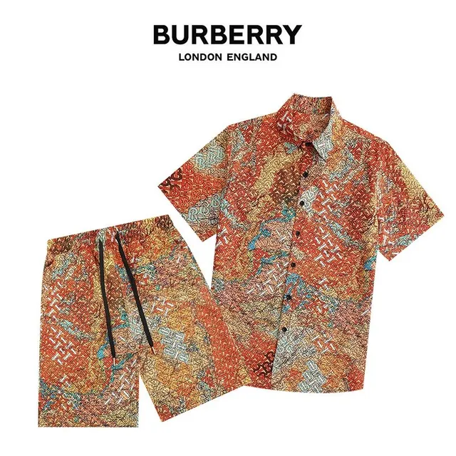 Burberry Printed Short-Sleeve Shirt and Shorts Set Monogram Print