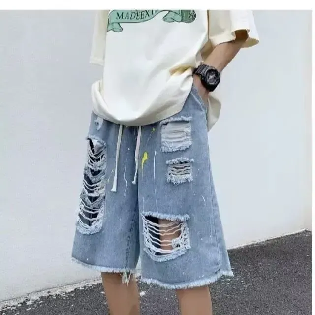 Levi's Distressed Denim Shorts Paint-Splatter Ripped