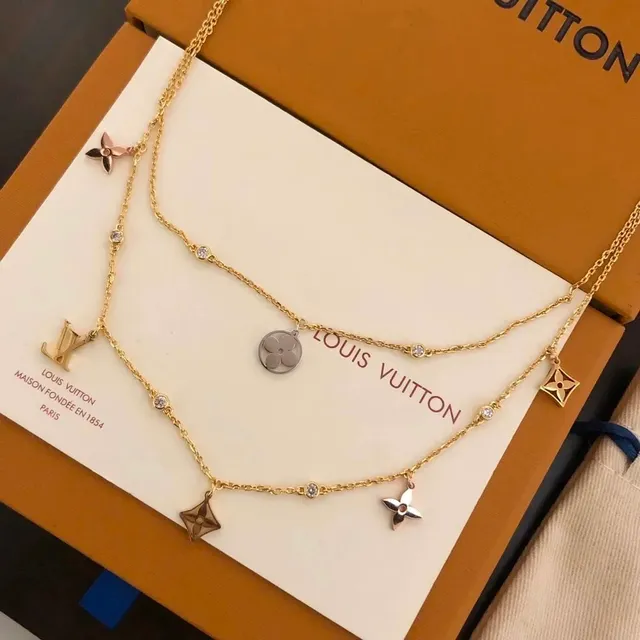 Louis Vuitton Multi-Charm Necklace LV Flower and Monogram Charms