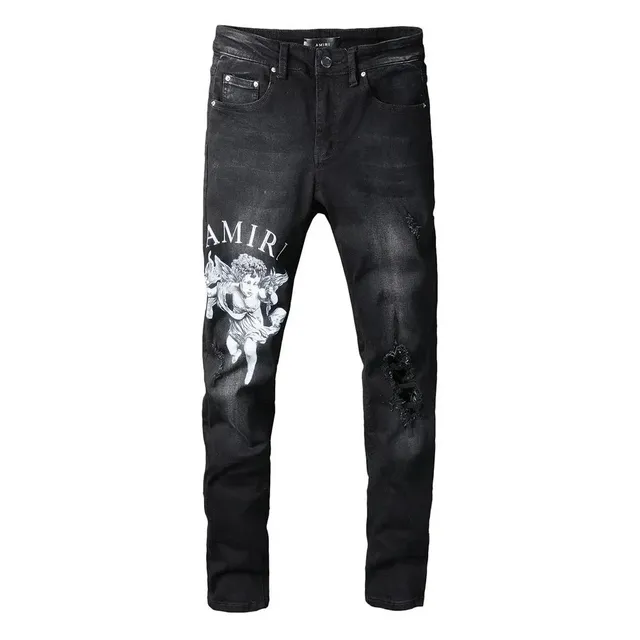 Amiri Distressed Jeans Angel Print