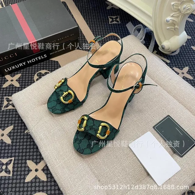 Gucci Horsebit 1955 Sandal GG Jacquard with Gold Horsebit
