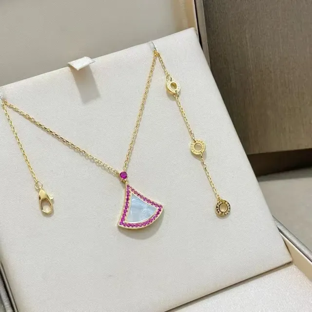 Bulgari Serpenti Fan Pendant Necklace Mother-of-Pearl and Pink Sapphire