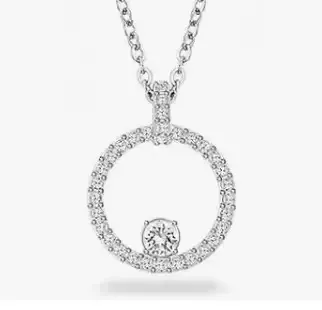 Circle white diamond necklace