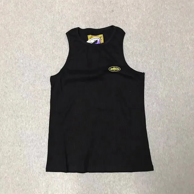 Corteiz Ribbed Tank Top Yellow Logo